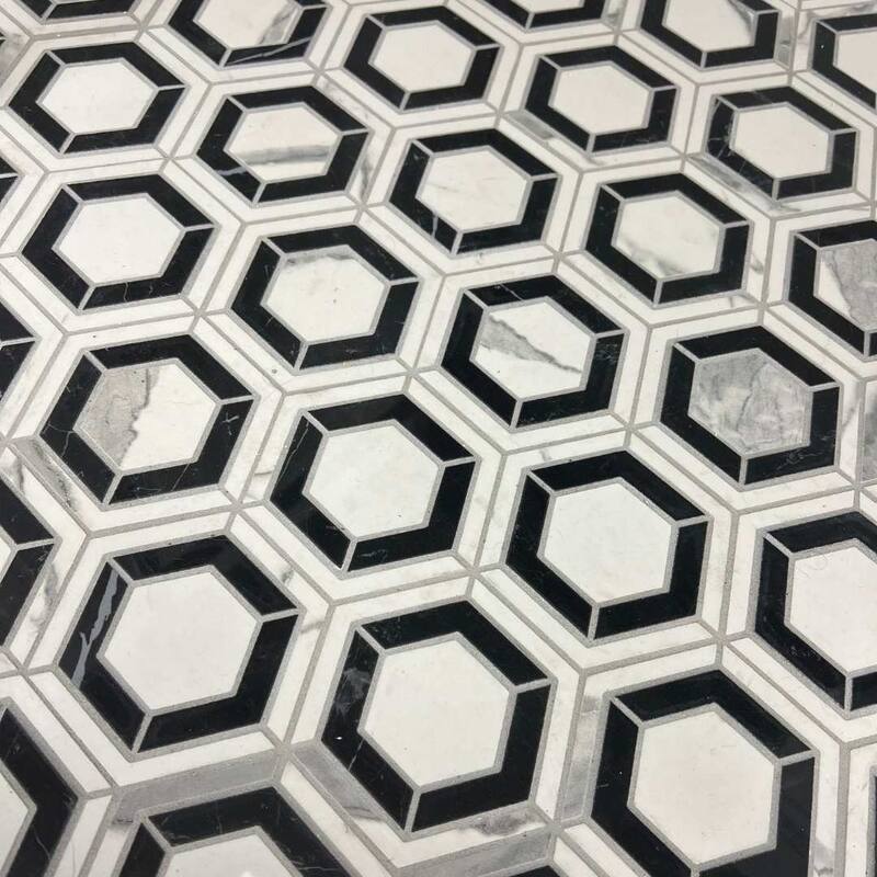 The Tile Life Stately Geo Hex 9x11 Calacatta Porcelain Floor & Wall Tile