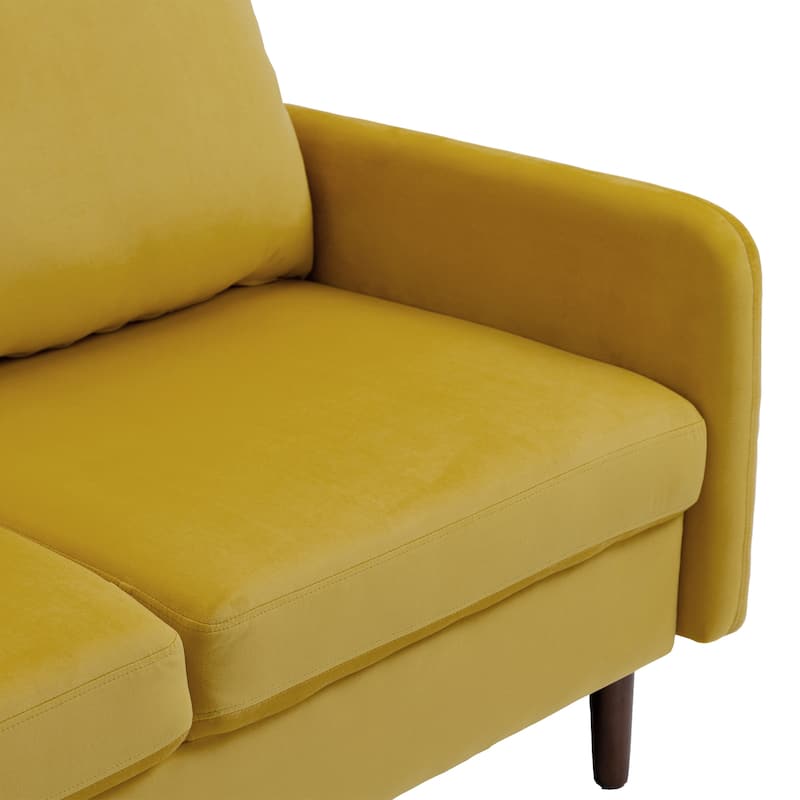 Velvet Loveseat Sofa With Wood Legs