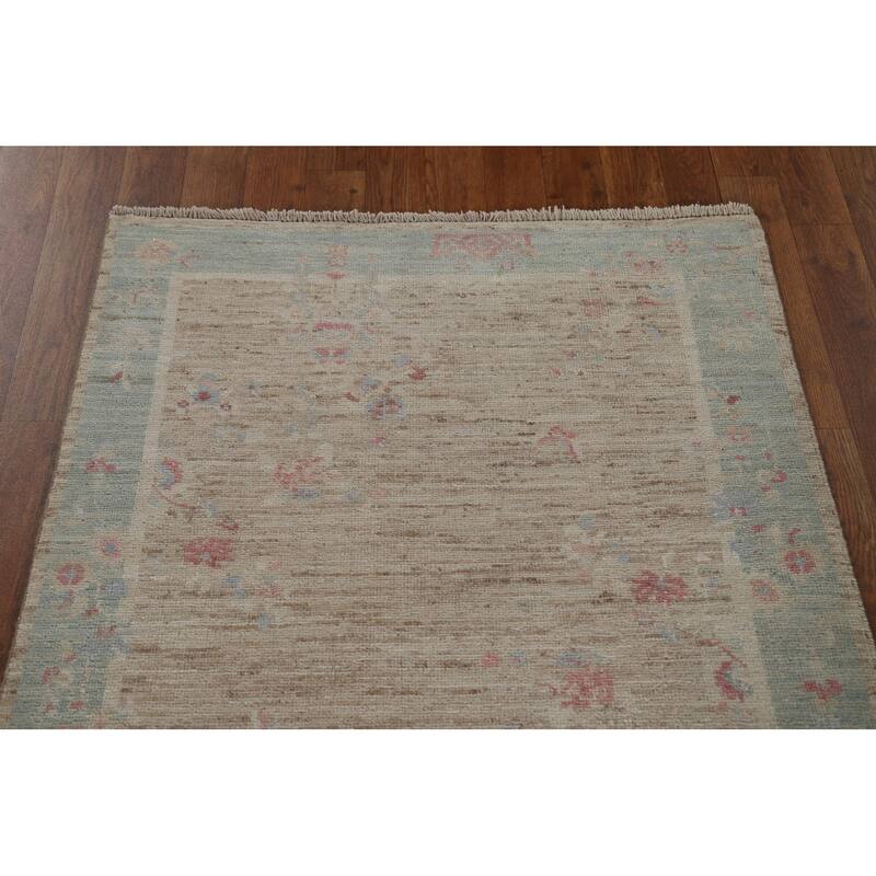 Vegetable Dye Art Deco Oriental Wool Runner Rug Hand-knotted Carpet - 2'10" x 11'7"