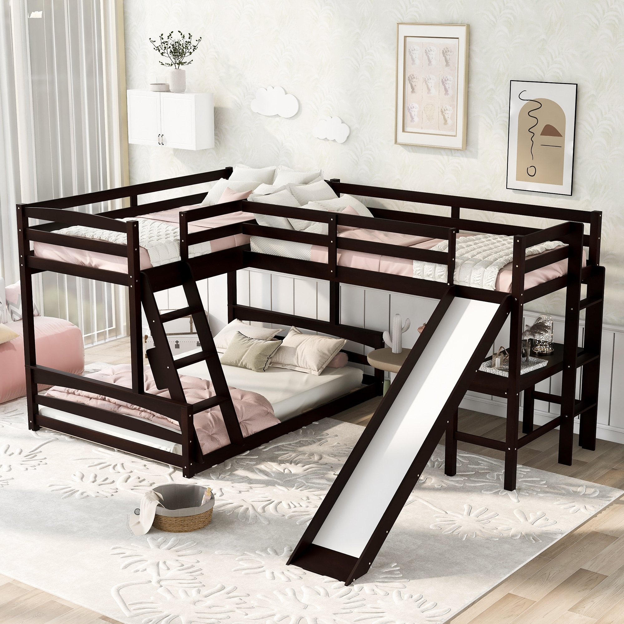 Queen size bunk beds with desk deals