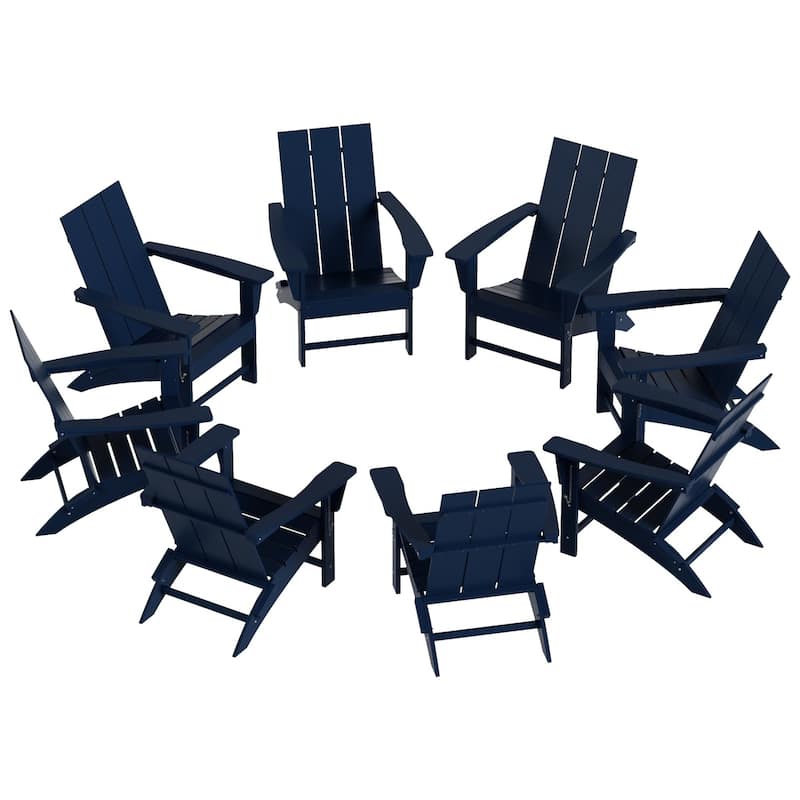 Shoreside Modern Poly Folding Eco-Friendly All Weather Adirondack Chair (Set of 8)