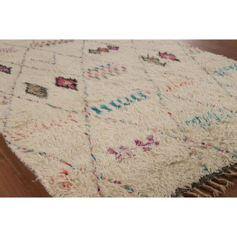 Trellis Plush Moroccan Area Rug Hand-Knotted Wool Carpet - 5'10" x 9'10"