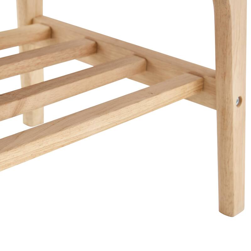 Solid Wood Coffee Table - 2-Tier Wooden Center Coffee Table with Storage Shelf for Living Room, Apartment, and Office