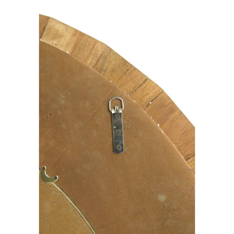 47" Round Decorative Wood Slat Mirror - Distressed Wood