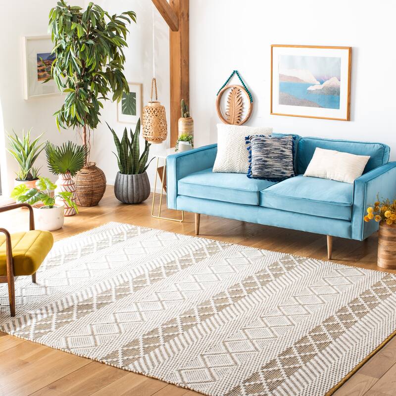 SAFAVIEH Handmade Natura Fazlie Moroccan Wool Rug - 8' x 10' - Ivory/Yellow