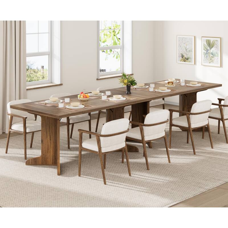 71" Large Dining Table for 6 to 8 People, Modern Dinner Table with Unique Wooden Legs, Rectangle Dining Table