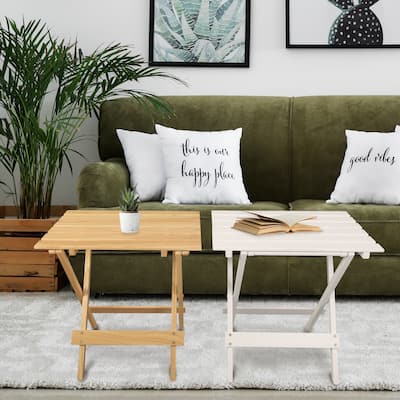 Solid Wood Portable Folding Side Table Set of 2 - 18"W x 13.75"D x 18"H