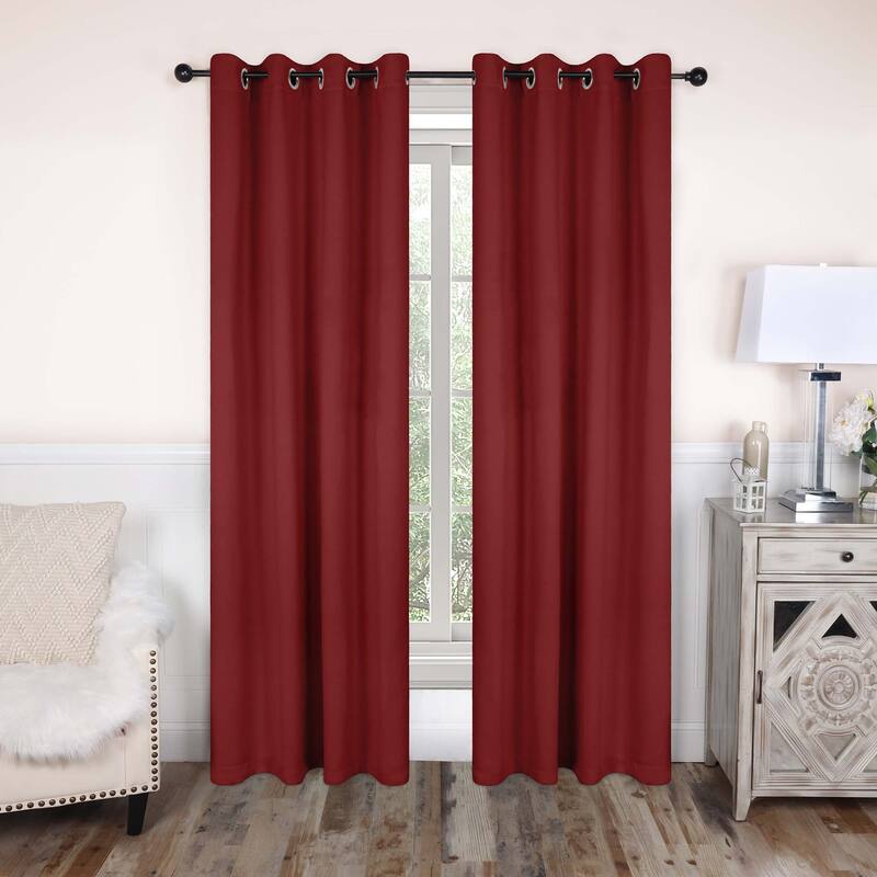 Superior Solid Machine Washable Room Darkening Grommet Curtains, Set of 2