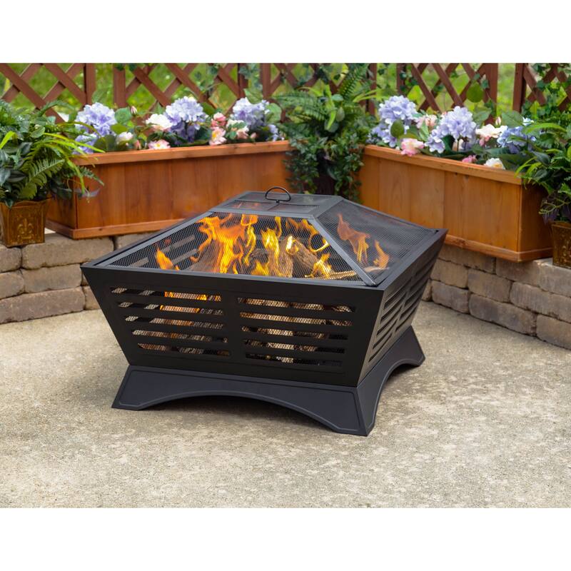 Pleasant Hearth Hutchinson 33in Steel Wood Burning Fire Pit Bed Bath