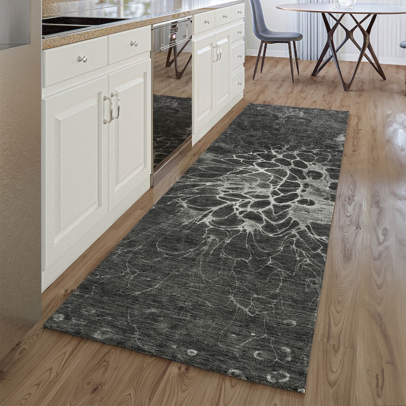 Premium Washable Super Soft Modern Floral Mayfield Rug - Charcoal - 2' 3" x 7' 6" - Runner
