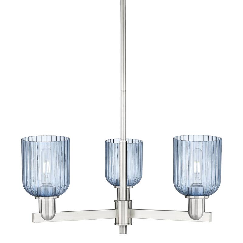 Innovations Lighting 716-3CR-9-18 Bridal Veil Chandelier Bridal Veil 3 - Satin Nickel / Blue