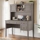 preview thumbnail 90 of 156, Farmhouse Executive L Shaped Desk Home Office Desk with Drawers and Storage Cabinet & Power Outlet 47.3" - Grey