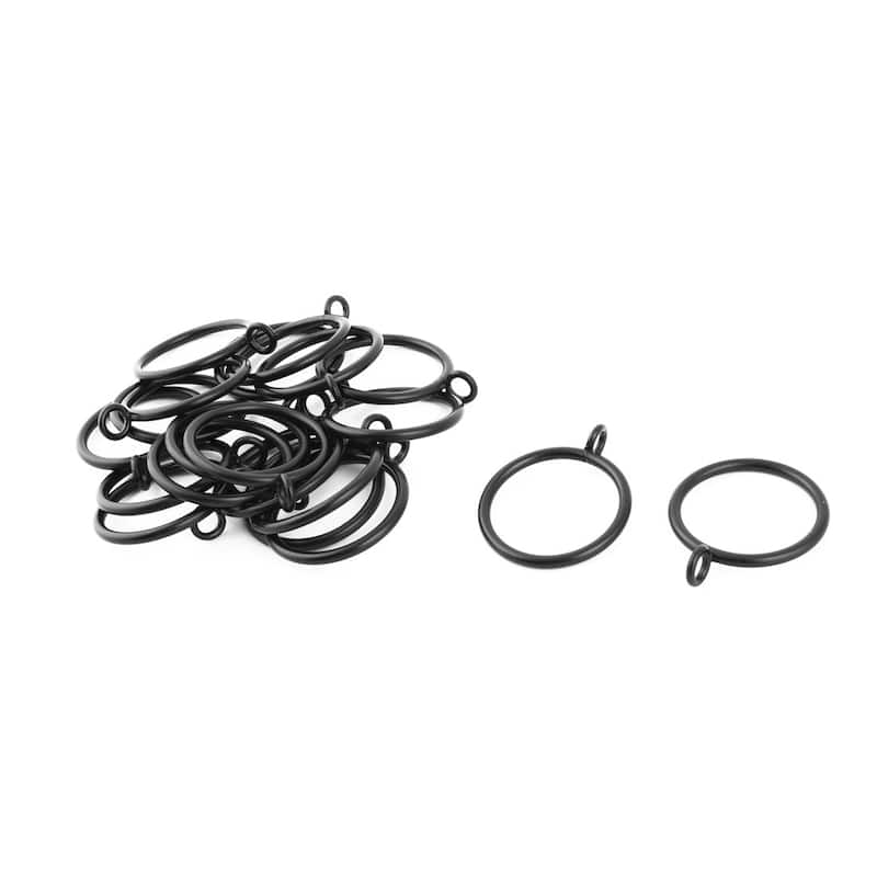 Window Curtain Drapery Rod Hanging Clip Ring 38mm Inner Dia 20pcs - Black - 2.2"Length