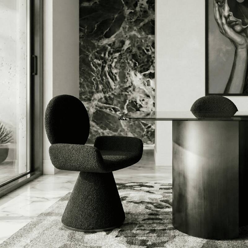 Modrest Neptune Contemporary Black Fabric & Brushed Black Gun Dining Chair