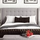 preview thumbnail 5 of 11, Marion Button-tufted Wingback Headboard by iNSPIRE Q Bold King Grey Linen Headboard - King
