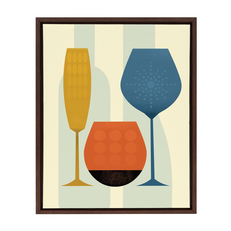 Kate and Laurel Sylvie Wine Framed Canvas by Amber Leaders Designs - 18x24 - Brown - Plastic
