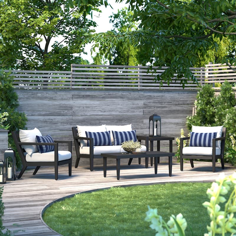 Thelix 5 Piece Sunbrella Outdoor Patio Seating Set