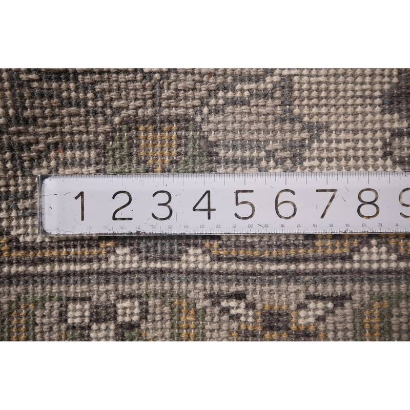 Transitional Gray Oushak Indian Rug Hand-Knotted Wool Carpet - 7'11"x 9'9"