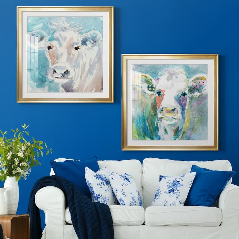 Color Wash Cow Premium Framed Print - Ready to Hang - Bed Bath & Beyond ...
