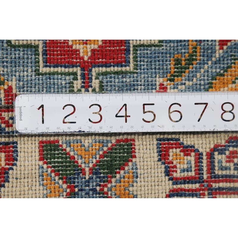 Light Blue Kazak Oriental Runner Rug Handmade Traditional Wool Carpet - 2'9" x 9'7"