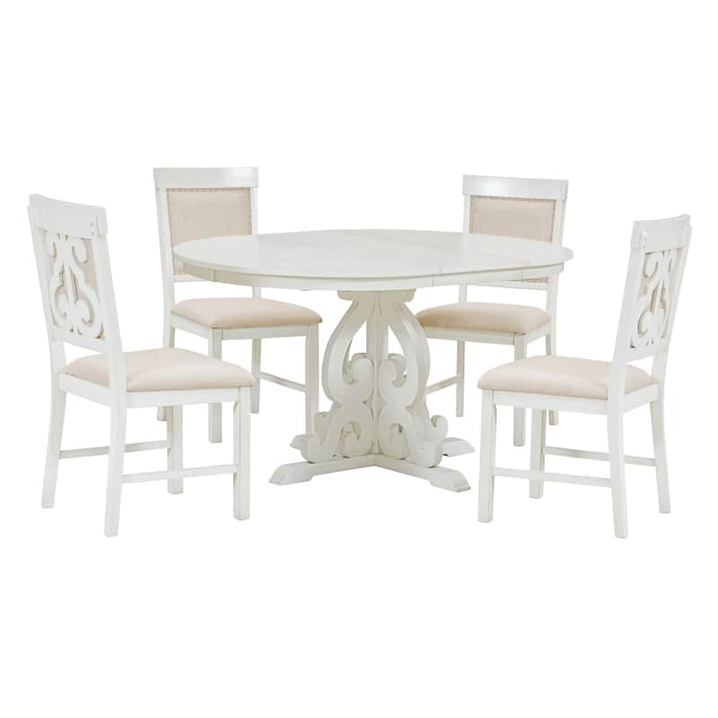 Extendable Table with a 16-inch Leaf and 4 Upholstered Chairs