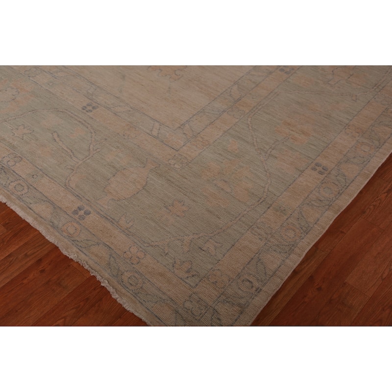 Hand Knotted Oriental 100% Wool Carpet Transitional All-Over Beige & Ivories Oushak Area Rug - 16' 6'' X 12' 10''