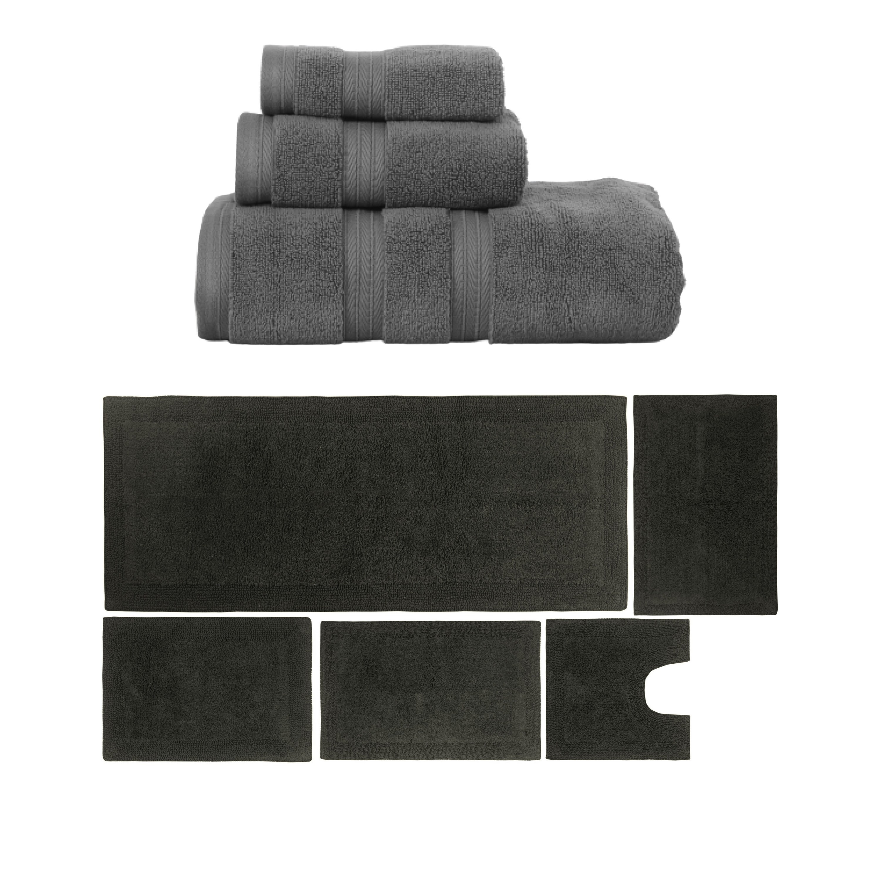 Home Weavers Luxury Collection 100% Soft Cotton Super Absorbent 3 Pc Towel Set & 5 Pc Bath Rug Set, Machine Wash (Set of 8)