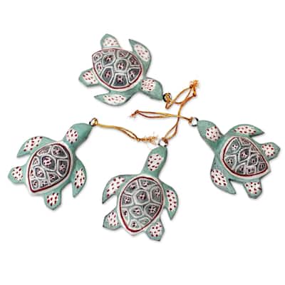 Novica Handmade Baby Shells Wood Ornaments (Set Of 4)