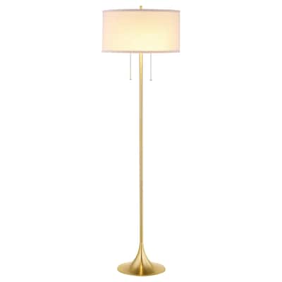 Elmira 65-Inch Drum Shade Metal Floor Lamp Gold