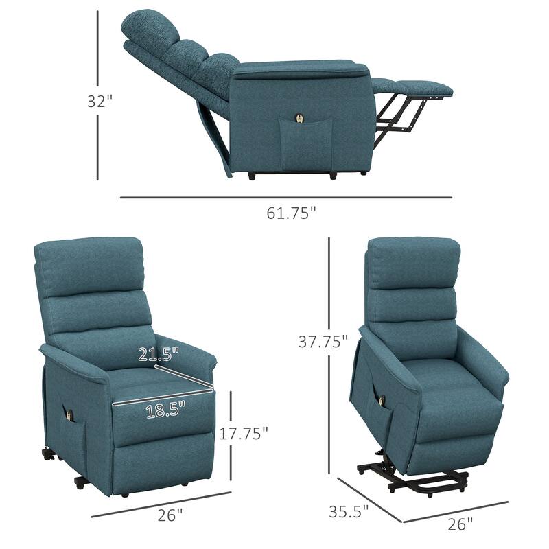 HOMCOM Power Lift Recliner Chair for Elderly, Easy Assembly, Fabric Lift Chair with Remote Control