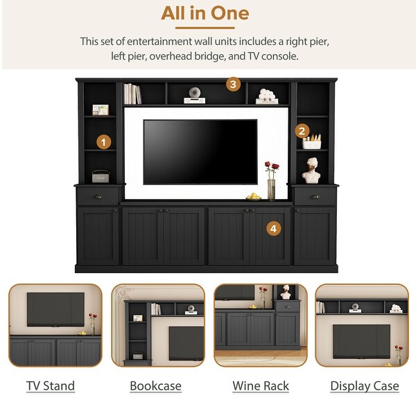 Black wall units for living room sale