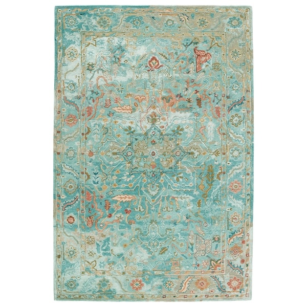 slide 2 of 7, Veda Handmade Medallion Area Rug 8' x 10' - Turquoise/Pink - Rectangle