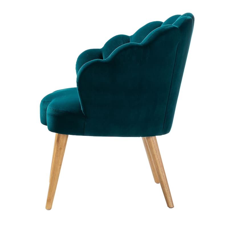 Eleanora Morden Scalloped Velvet Arm Chair with Tufted Back by HULALA HOME