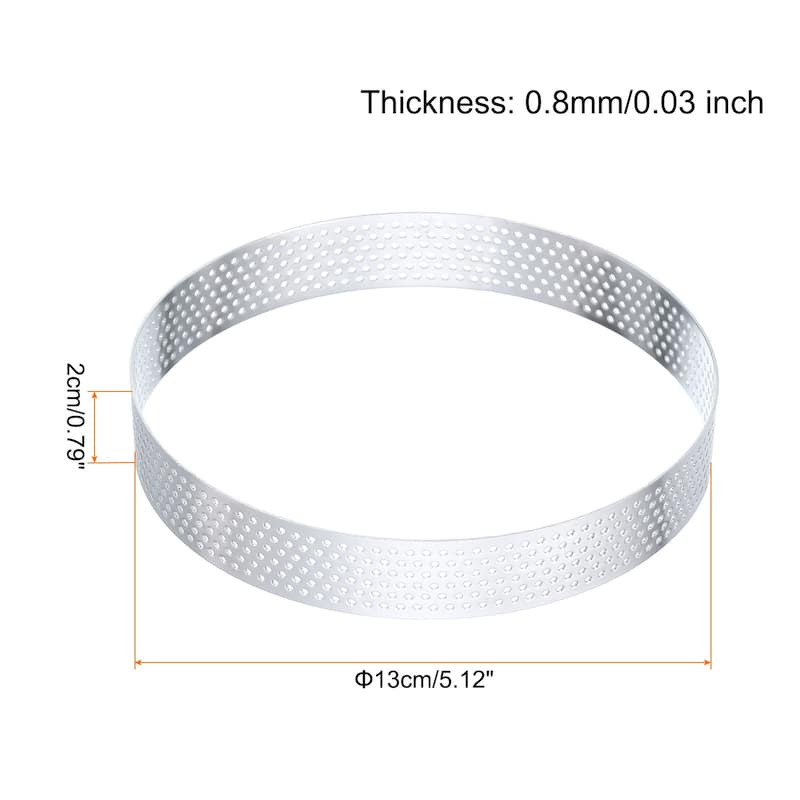 Stainless Steel Cake Rings Round Perforated Circle Baking Dessert Cake Ring - 5.1"