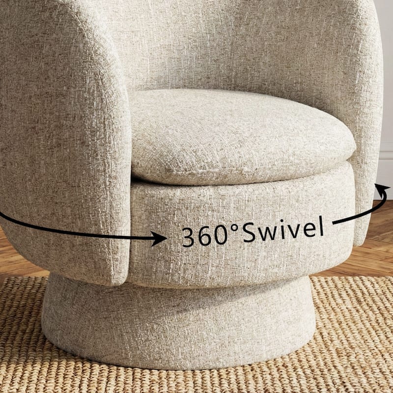 Upholstered 360 Swivel Barrel Accent Armchair