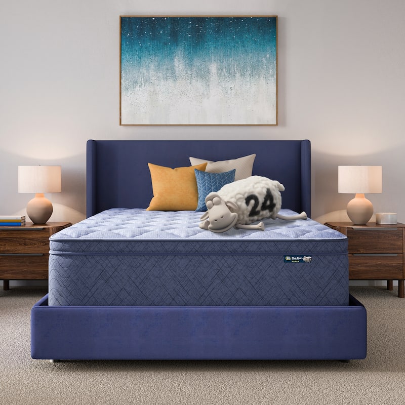 Serta Five Star Mattress Sleep to Go 16" Plush Pillow Top Mattress in a Box - Light Blue