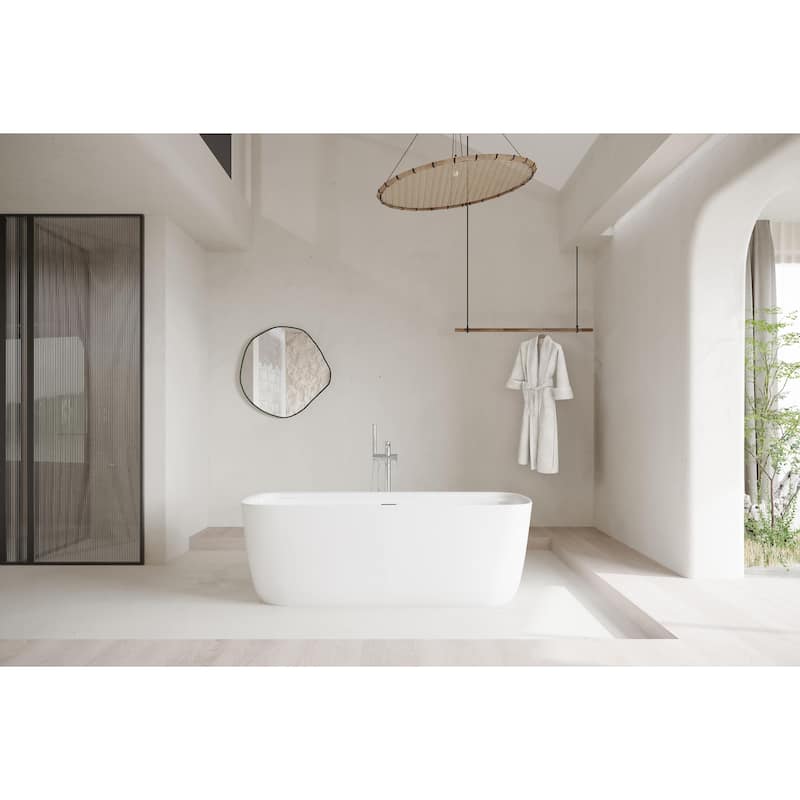 Chad Soaking Bathtub in Glossy White - Glossy White with Brushed Nickel Trim - 24"
