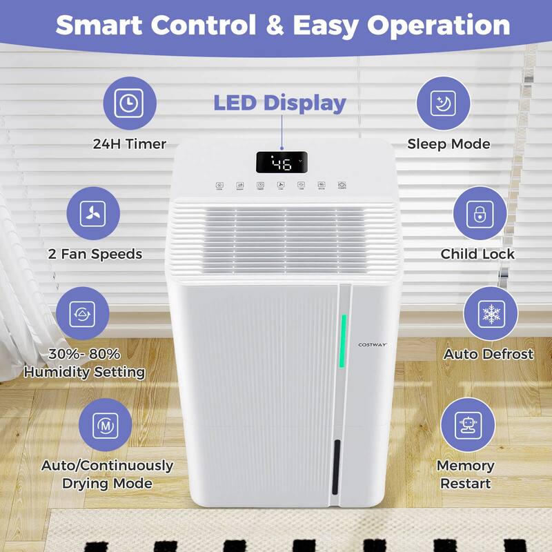 Costway 74 Pints Dehumidifier for Home 6000 Sq.Ft Dehumidifier with - See Details