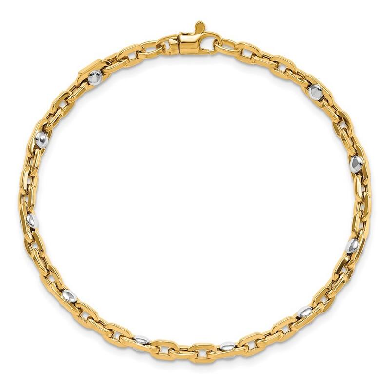 Curata 14k Two tone Gold Polished Link Bracelet 7.5 Inch