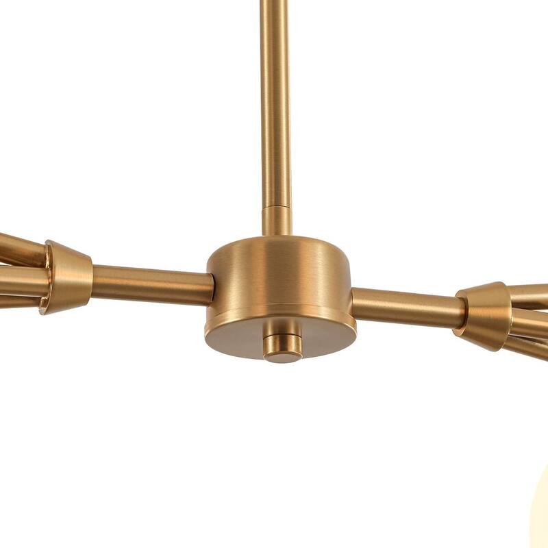 Mid-century Opal Glass Sputnik 6-Light Linear Chandelier - 47.2 in