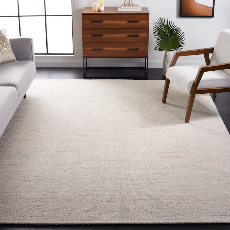 SAFAVIEH Handmade Abstract Lotje Modern Wool Rug - 8' Square - Ivory/Brown