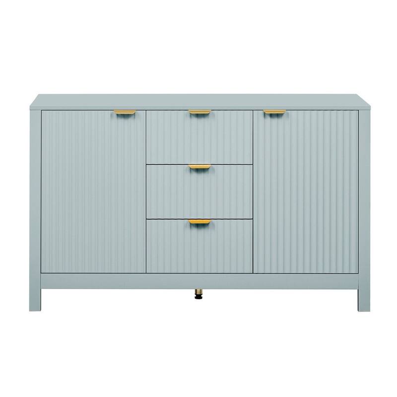 Entryway Buffet Cabinet with Wave 2-Door and 3 Drawers, Adjustable Shelves for Stylish Storage