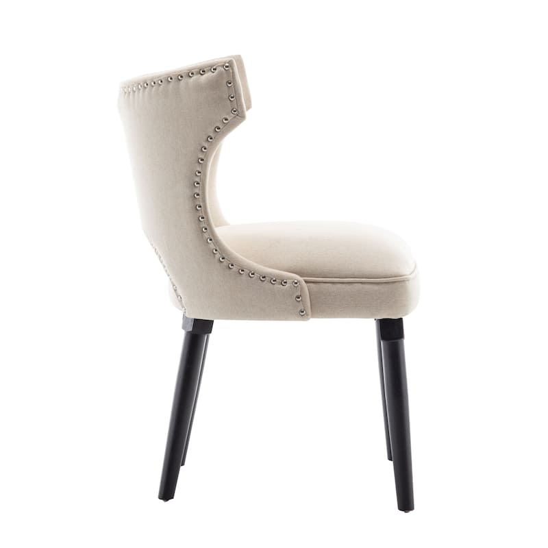 Porthos Home Fabio Fabric Wingback Dining Chairs with Rubberwood Legs, Set of 2