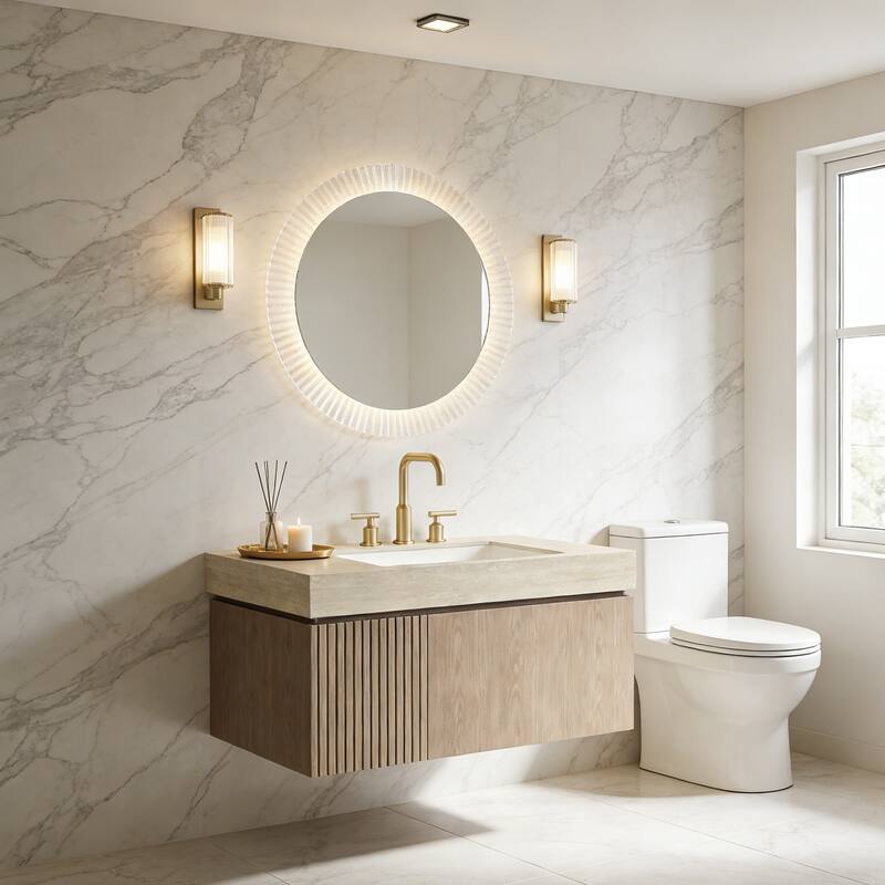 Mondern Floating Bathroom Vanity with 3 Pre-drilled Faucet Holes