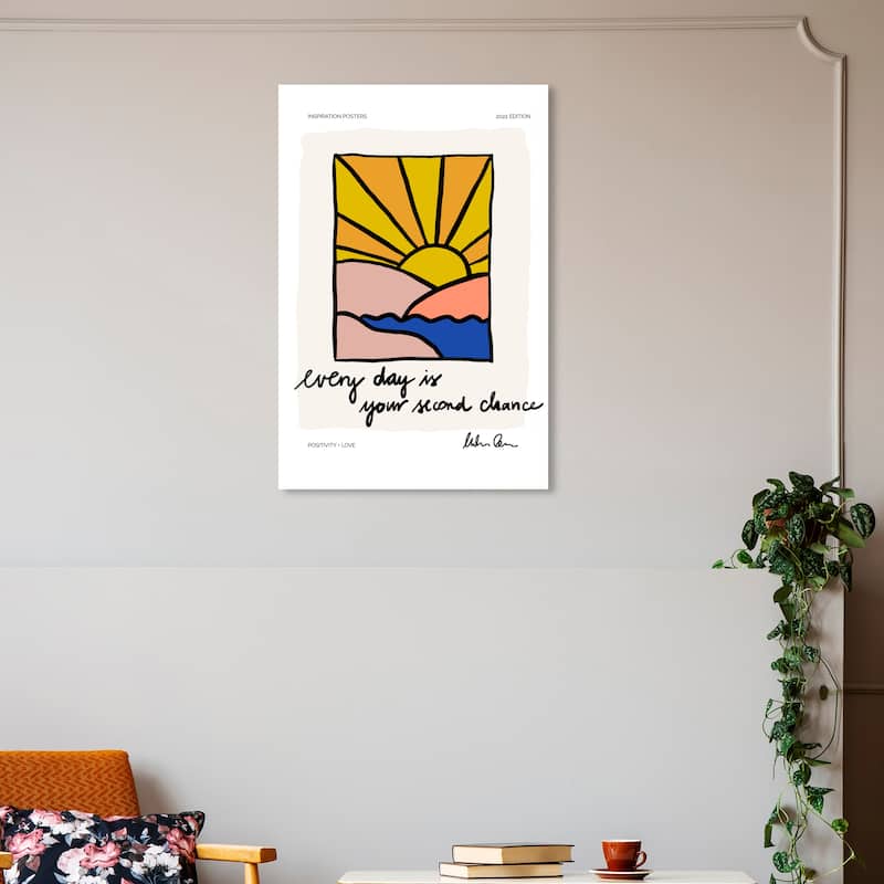 Wynwood Studio Canvas Nature and Landscape Every Day is a Chance Yellow and Light Pink Nautical & Coastal Wall Art Canvas Print - 20 x 30