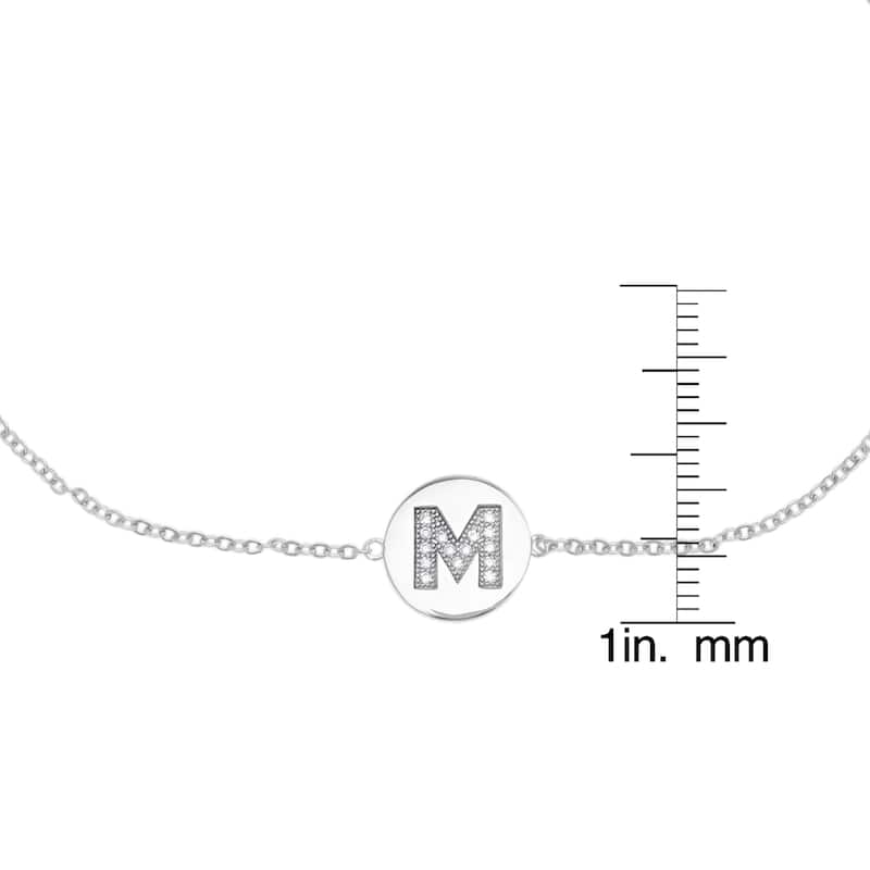 Victoria Townsend .925 Sterling Silver Cubic Zirconia Initial Anklet Bracelet