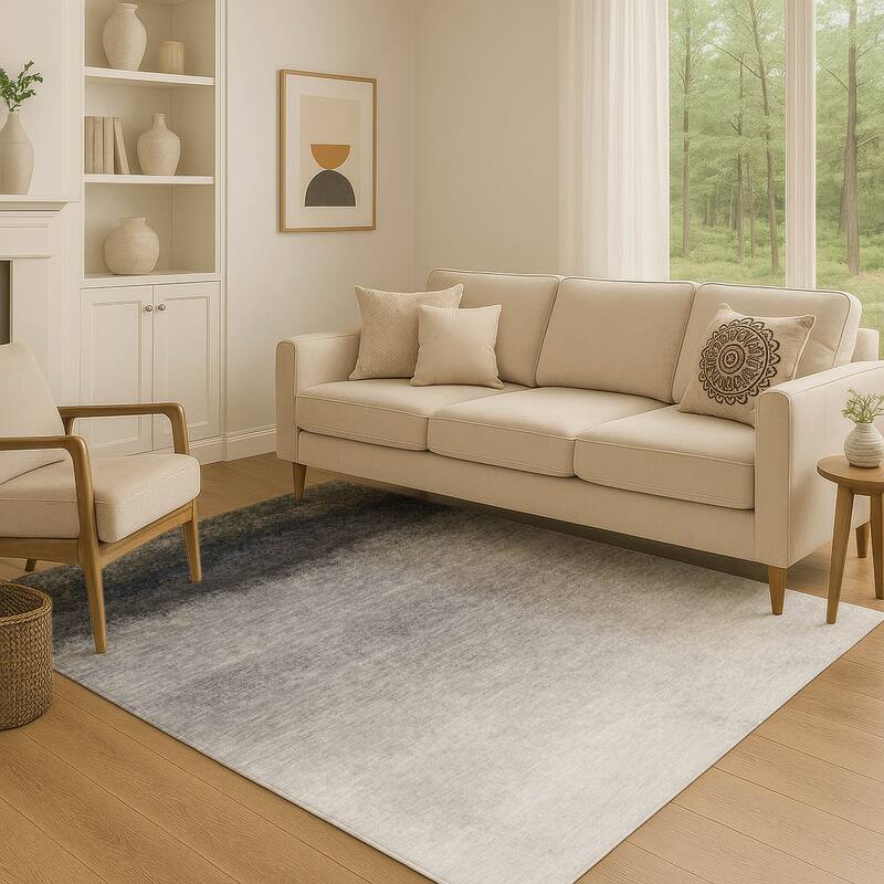 Premium Washable Super Soft Abstract Ombre Mayfield Rug - Silver - 2'6" x 3'10"