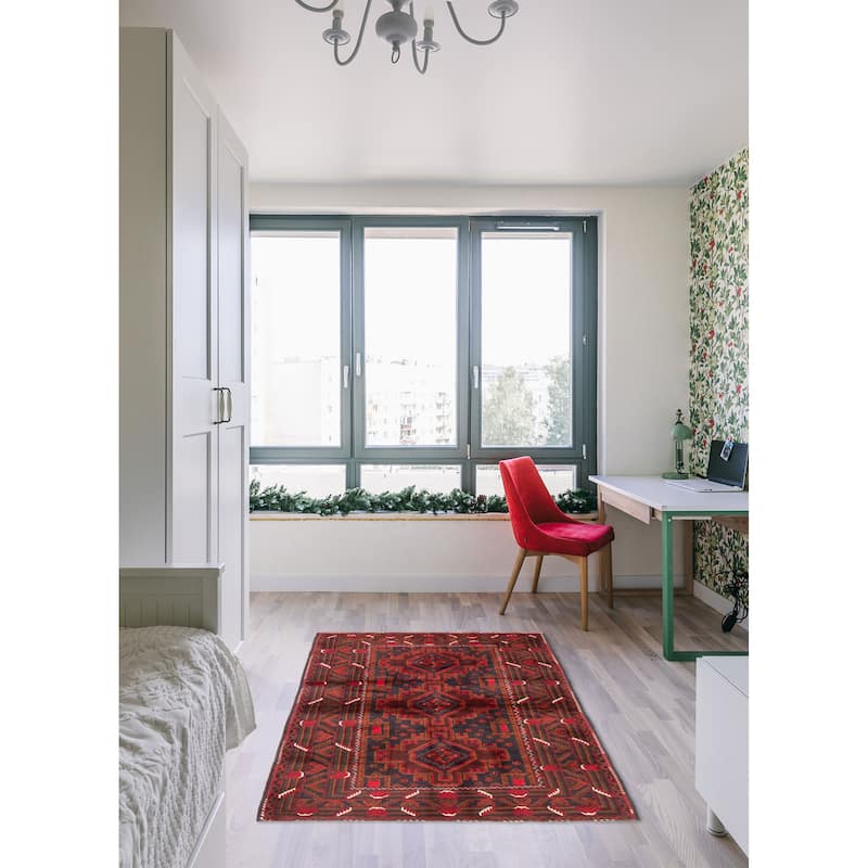 Teimani Red Rug 3'11" x 6'3" - 3'11 x 6'3