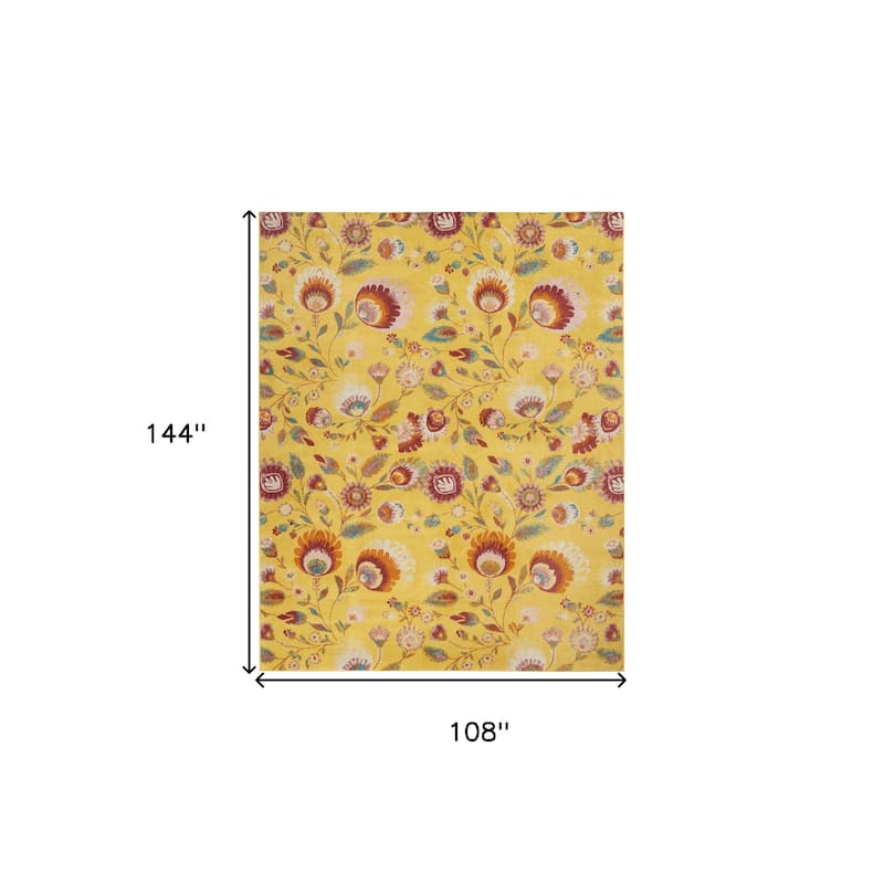 Hike Power Loomed Floral Traditional Low Pile Area Rug By HomeRoots - 144' X '108' X '0.25