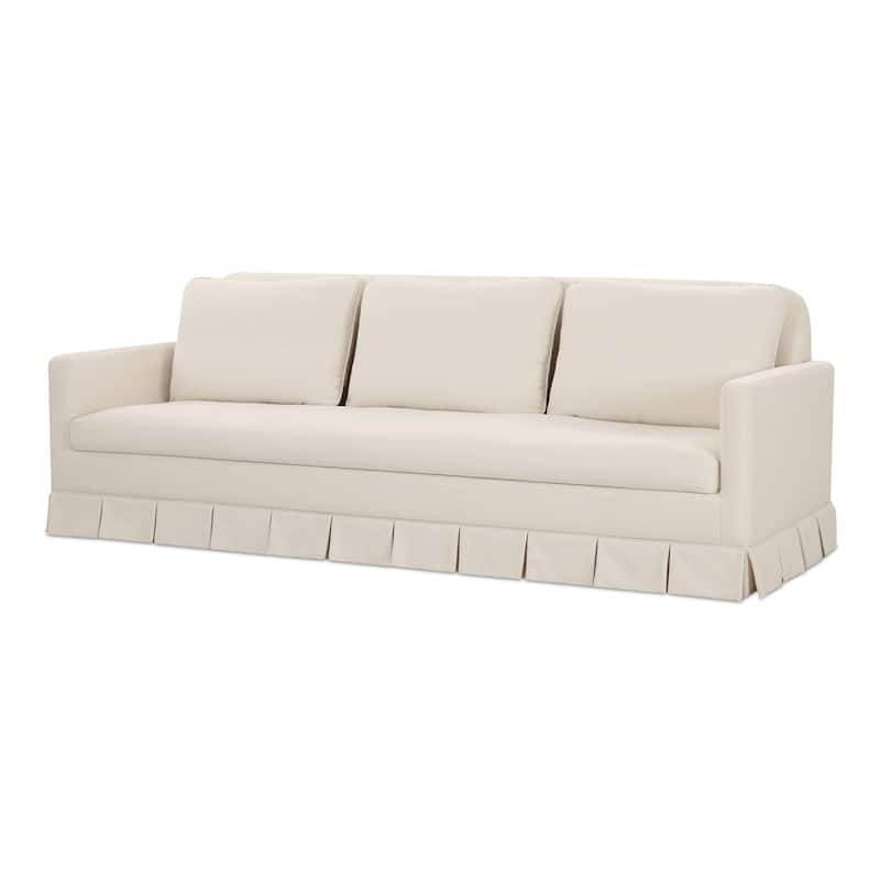 NADAAL STUDIOS Norex Pellicano Sofa, Box Pleat Skirt, Performance Linen Blend, Feather-Filled Cushions, Cream